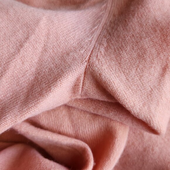 EVELYN GRACE Cashmere Sz Small Coral Pink Turtleneck Sweater Top Rolled sleeve - Picture 10 of 13